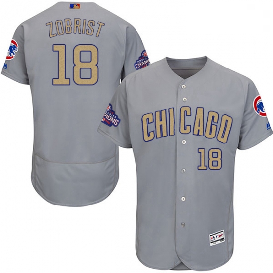 Mens Majestic Chicago Cubs 18 Ben Zobrist Authentic Gray 2017 Go