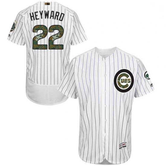 Mens Majestic Chicago Cubs 22 Jason Heyward Authentic White 2016 Memorial Day Fashion Flex Base MLB 