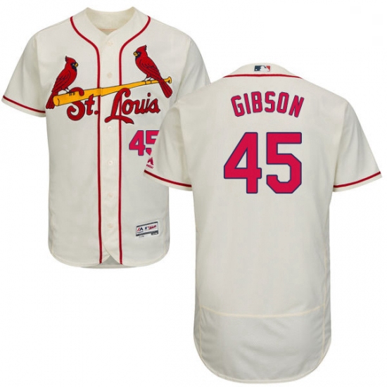 Mens Majestic St Louis Cardinals 45 Bob Gibson Cream Alternate F