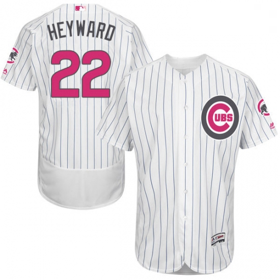 Mens Majestic Chicago Cubs 22 Jason Heyward Authentic White 2016 Mothers Day Fashion Flex Base MLB J