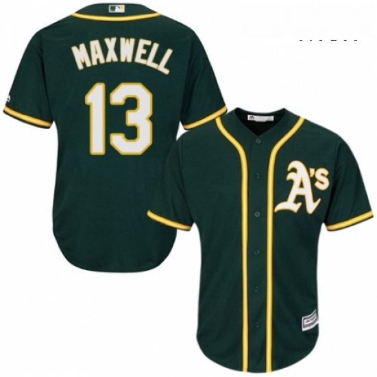 Mens Majestic Oakland Athletics 13 Bruce Maxwell Replica Green Alternate 1 Cool Base MLB Jersey