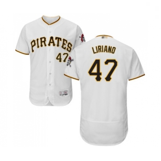 Mens Pittsburgh Pirates 47 Francisco Liriano White Home Flex Base Authentic Collection Baseball Jers