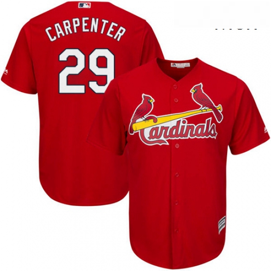 Mens Majestic St Louis Cardinals 29 Chris Carpenter Replica Red Alternate Cool Base MLB Jersey