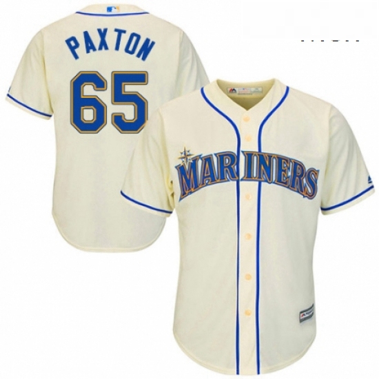 Mens Majestic Seattle Mariners 65 James Paxton Replica Cream Alternate Cool Base MLB Jersey