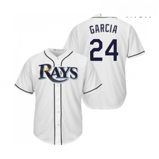 Mens Tampa Bay Rays 24 Avisail Garcia Replica White Home Cool Base Baseball Jersey