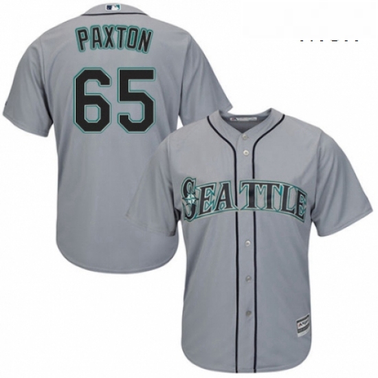 Mens Majestic Seattle Mariners 65 James Paxton Replica Grey Road