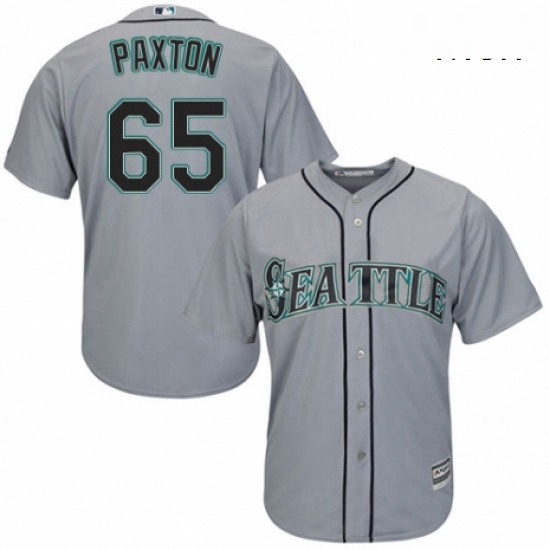 Mens Majestic Seattle Mariners 65 James Paxton Replica Grey Road Cool Base MLB Jersey