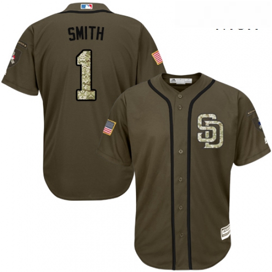 Mens Majestic San Diego Padres 1 Ozzie Smith Replica Green Salut