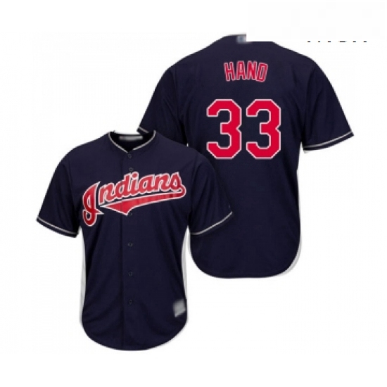 Mens Cleveland Indians 33 Brad Hand Replica Navy Blue Alternate 1 Cool Base Baseball Jersey