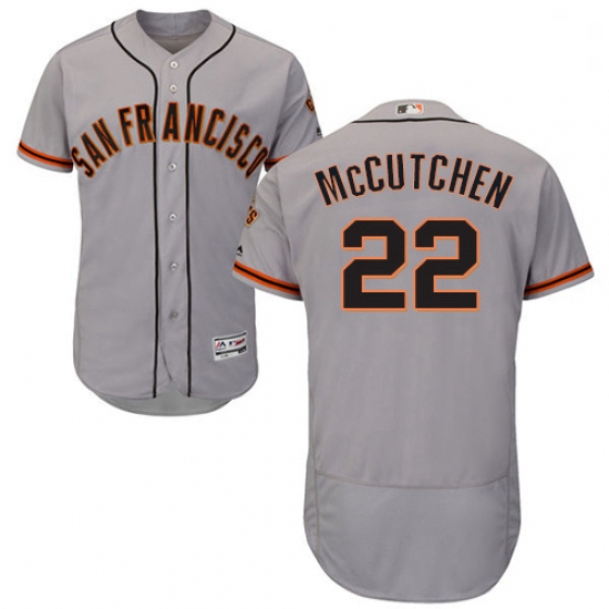 Mens Majestic San Francisco Giants 22 Andrew McCutchen Grey Road Flex Base Authentic Collection MLB 