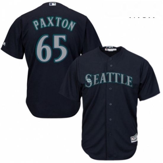 Mens Majestic Seattle Mariners 65 James Paxton Replica Navy Blue