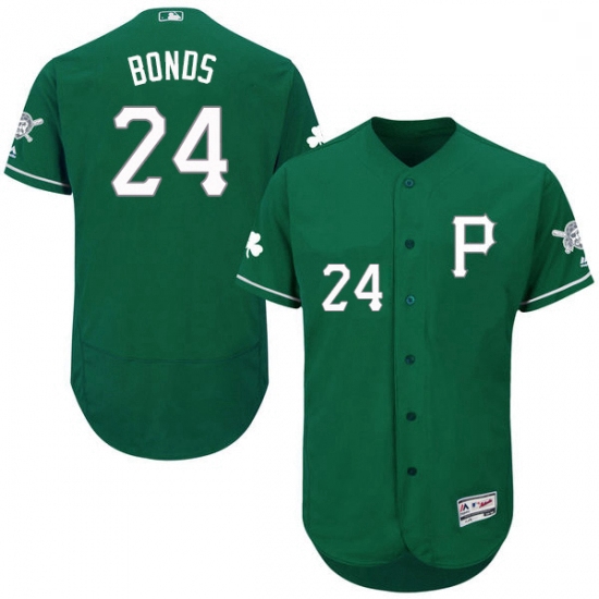 Mens Majestic Pittsburgh Pirates 24 Barry Bonds Green Celtic Fle