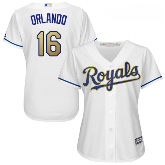 Womens Majestic Kansas City Royals 16 Paulo Orlando Authentic Wh