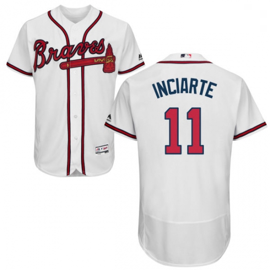 Mens Majestic Atlanta Braves 11 Ender Inciarte White Flexbase Authentic Collection MLB Jersey