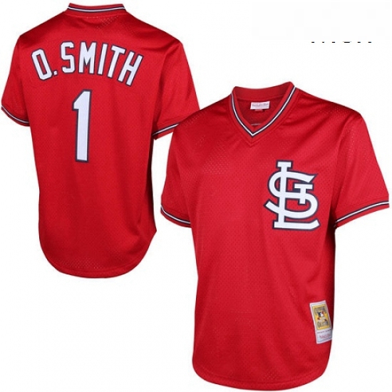 Mens Mitchell and Ness 1996 St Louis Cardinals 1 Ozzie Smith Aut
