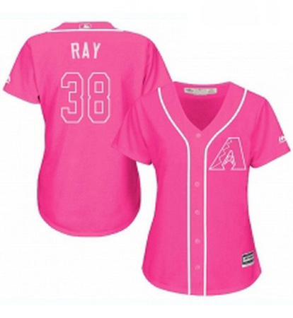 Womens Majestic Arizona Diamondbacks 38 Robbie Ray Authentic Pink Fashion MLB Jersey