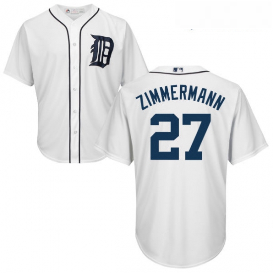 Youth Majestic Detroit Tigers 27 Jordan Zimmermann Authentic White Home Cool Base MLB Jersey