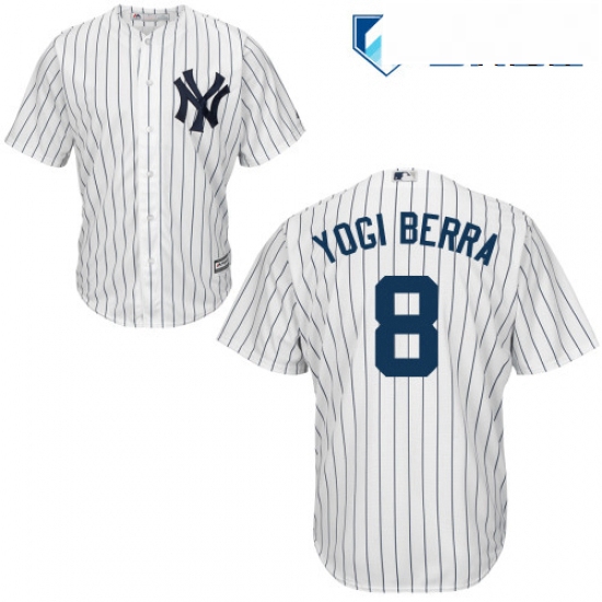 Mens Majestic New York Yankees 8 Yogi Berra Replica White Home M