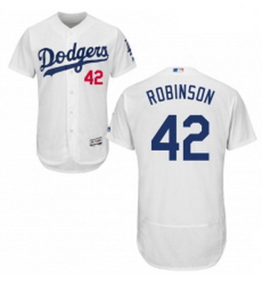 Mens Majestic Los Angeles Dodgers 42 Jackie Robinson White Home Flex Base Authentic Collection MLB J