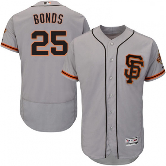 Mens Majestic San Francisco Giants 25 Barry Bonds Grey Alternate Flex Base Authentic Collection MLB 