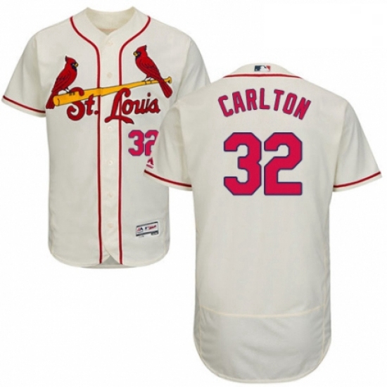 Mens Majestic St Louis Cardinals 32 Steve Carlton Cream Alternate Flex Base Authentic Collection MLB