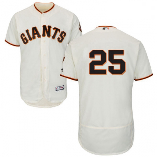 Mens Majestic San Francisco Giants 25 Barry Bonds Cream Home Flex Base Authentic Collection MLB Jers