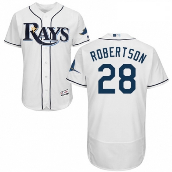 Mens Majestic Tampa Bay Rays 28 Daniel Robertson Home White Home Flex Base Authentic Collection MLB 