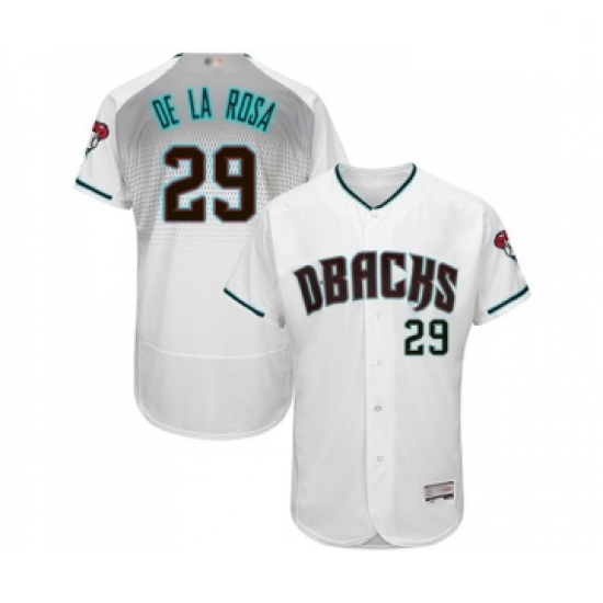 Mens Arizona Diamondbacks 29 Jorge De La Rosa White Teal Alternate Authentic Collection Flex Base Ba