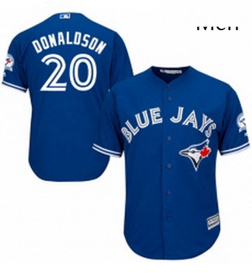 Mens Majestic Toronto Blue Jays 20 Josh Donaldson Replica Blue Alternate 40th Anniversary Patch MLB 