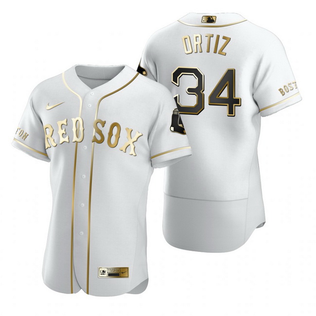 Boston Red Sox 34 David Ortiz White Nike Mens Authentic Golden Edition MLB Jersey