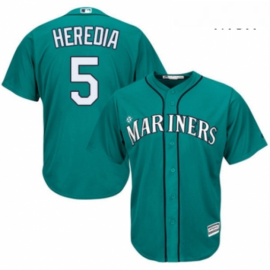 Mens Majestic Seattle Mariners 5 Guillermo Heredia Replica Teal Green Alternate Cool Base MLB Jersey