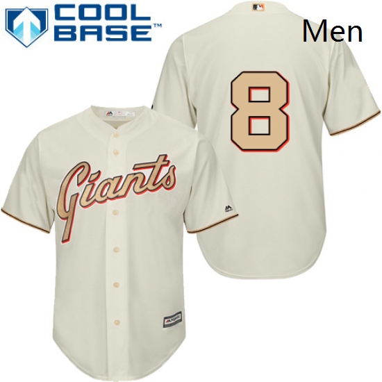 Mens Majestic San Francisco Giants 8 Hunter Pence Replica Cream 