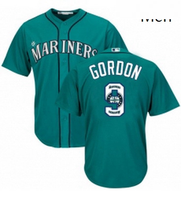 Mens Majestic Seattle Mariners 9 Dee Gordon Authentic Teal Green