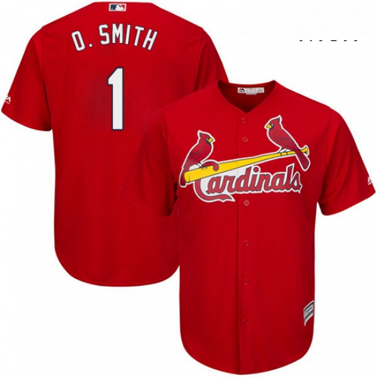 Mens Majestic St Louis Cardinals 1 Ozzie Smith Replica Red Cool Base MLB Jersey