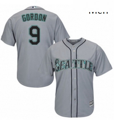 Mens Majestic Seattle Mariners 9 Dee Gordon Replica Grey Road Cool Base MLB Jersey