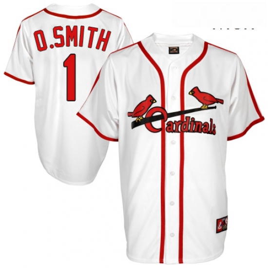 Mens Majestic St Louis Cardinals 1 Ozzie Smith Replica White Coo