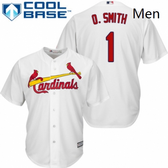 Mens Majestic St Louis Cardinals 1 Ozzie Smith Replica White Home Cool Base MLB Jersey