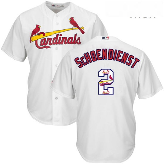 Mens Majestic St Louis Cardinals 2 Red Schoendienst Authentic White Team Logo Fashion Cool Base MLB 