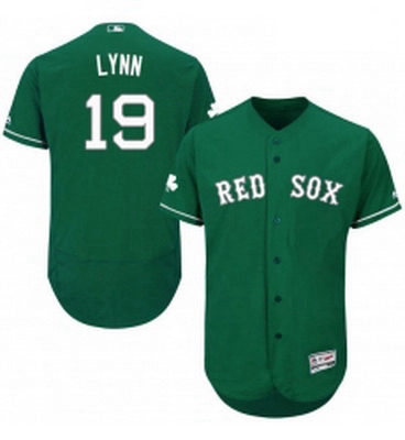 Mens Majestic Boston Red Sox 19 Fred Lynn Green Celtic Flexbase 