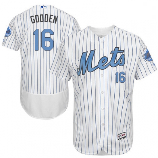 Mens Majestic New York Mets 16 Dwight Gooden Authentic White 2016 Fathers Day Fashion Flex Base MLB 