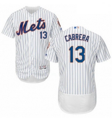 Mens Majestic New York Mets 13 Asdrubal Cabrera White Home Flex 