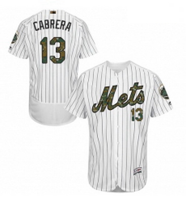 Mens Majestic New York Mets 13 Asdrubal Cabrera Authentic White 2016 Memorial Day Fashion Flex Base 