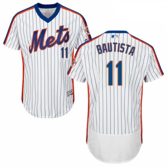 Mens Majestic New York Mets 11 Jose Bautista White Alternate Flex Base Authentic Collection MLB Jers