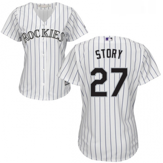 Womens Majestic Colorado Rockies 27 Trevor Story Authentic White