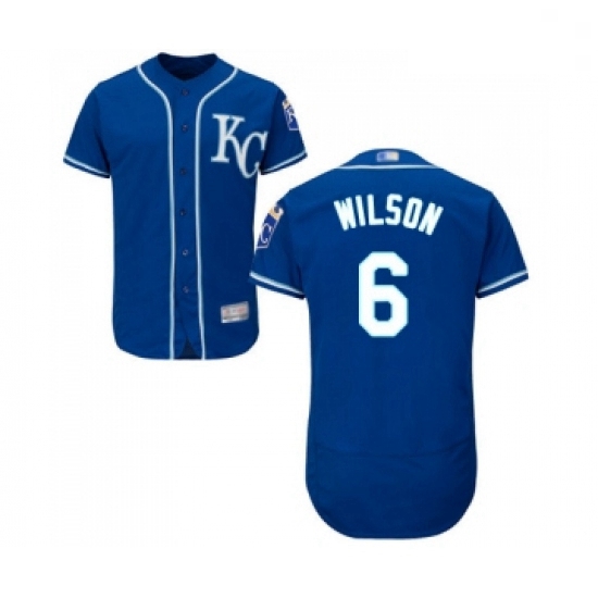 Mens Kansas City Royals 6 Willie Wilson Royal Blue Alternate Flex Base Authentic Collection Baseball