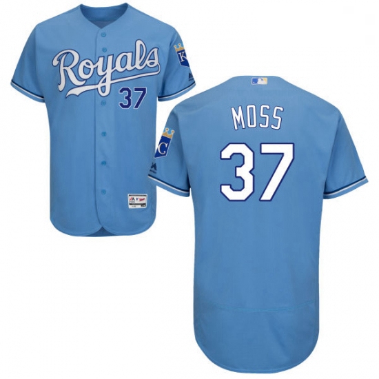 Mens Majestic Kansas City Royals 37 Brandon Moss Light Blue Flexbase Authentic Collection MLB Jersey