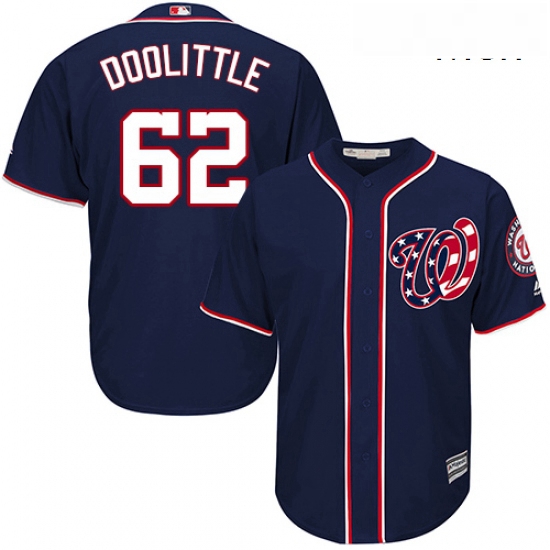 Mens Majestic Washington Nationals 62 Sean Doolittle Replica Navy Blue Alternate 2 Cool Base MLB Jer