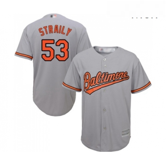 Mens Baltimore Orioles 53 Dan Straily Replica Grey Road Cool Base Baseball Jersey