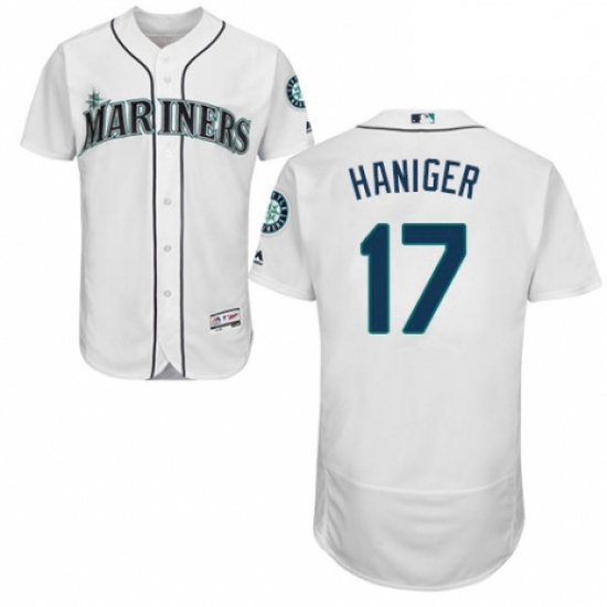 Mens Majestic Seattle Mariners 17 Mitch Haniger White Home Flex 