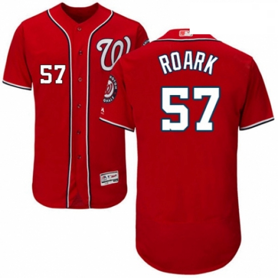 Mens Majestic Washington Nationals 57 Tanner Roark Red Alternate Flex Base Authentic Collection MLB 